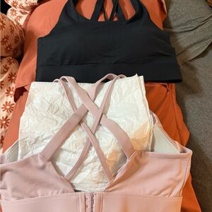 New Women's Cross-Back Sports Bra - Black and Pink